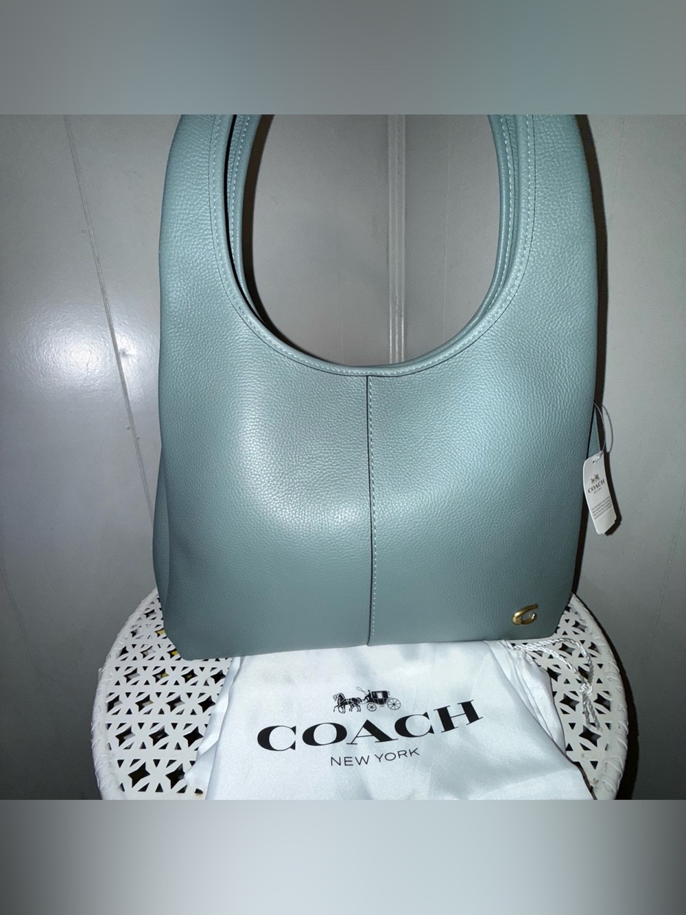 NWT Coach Leather Lana 25 Sage Green Large Shoulder Bag Purse
